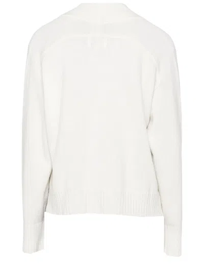 Loulou De Saison Kaia Lds Ribbed Neckline Cardigan In White