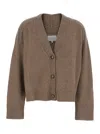 Loulou De Saison Button-front Ribbed Cardigan In Brown