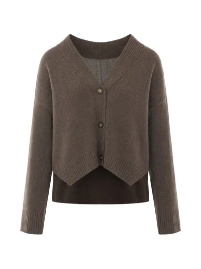 Loulou De Saison Kaia Ribbed-trim Cardigan In Brown
