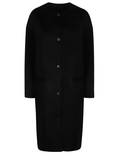 Loulou De Saison Kerry Oval Silhouette Wool Coat In Black