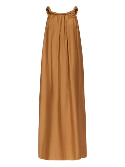 Loulou De Saison Kika Twisted-neck Gathered Maxi Dress In Brown