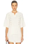 Loulou De Saison Shell Cotton Polo Sweater In White