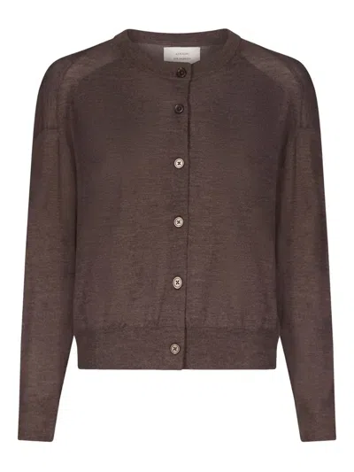 Loulou De Saison Kita Buttoned Ribbed Cardigan In Brown