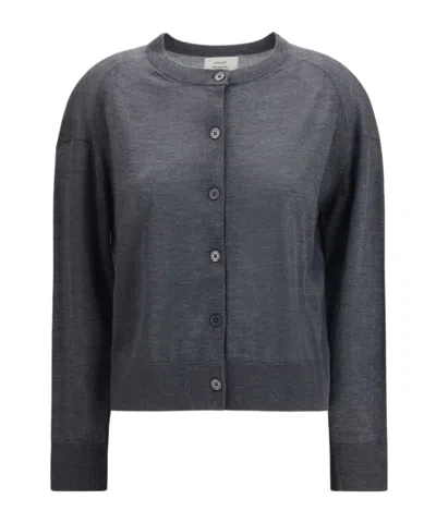 Loulou De Saison Kita Fine Crewneck Cardigan In Blue