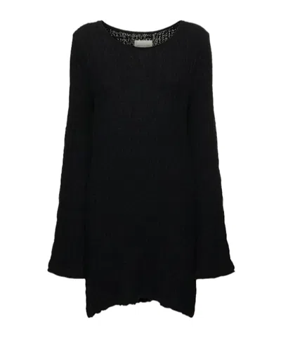 Loulou De Saison Knitted Long-sleeved Dress In Black