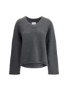 Loulou De Saison Derry Cashmere U-neck Sweater In Gray