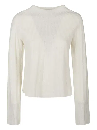 Loulou De Saison Koro Ribbed Bell-sleeve Sweater In White