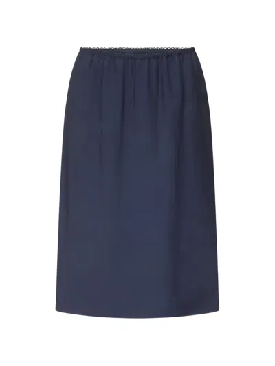 Loulou De Saison Kruise Elasticated-waist Straight Midi Skirt In Blue