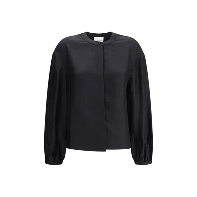 Loulou De Saison Lea Satin Shirt In Black