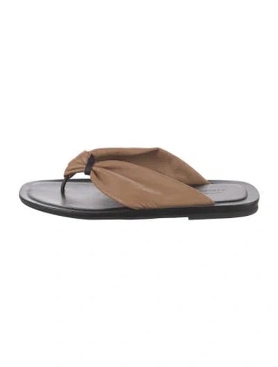 Pre-owned Loulou De Saison Leather Flip Flops In Black
