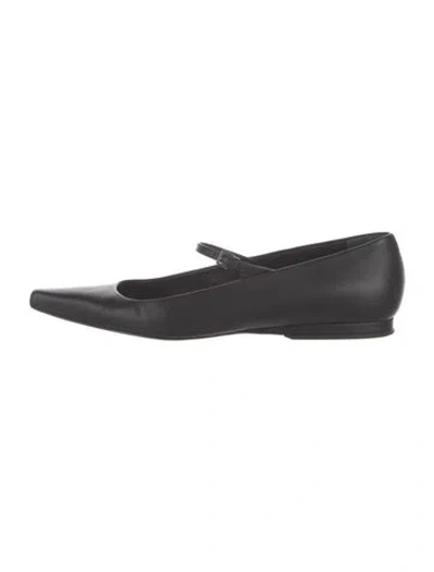 Pre-owned Loulou De Saison Leather Mary Jane Flats In Black