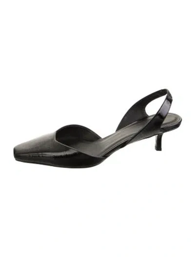 Pre-owned Loulou De Saison Leather Slingback Pumps In Black