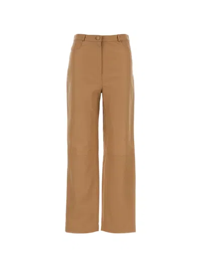 Loulou De Saison Pantalone Cobe In Pelle Cammello Donna In Burgundy