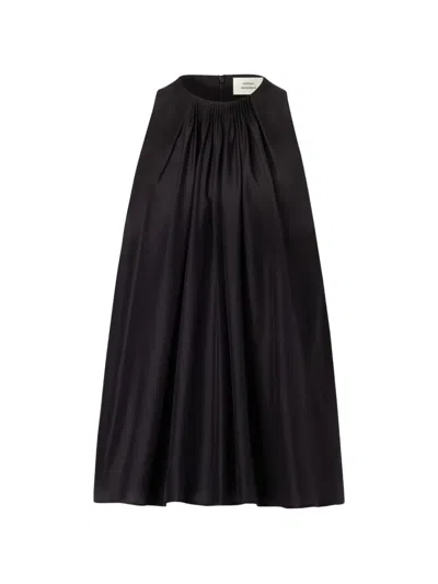 Loulou De Saison Liao Flaring Gathered Blouse In Black