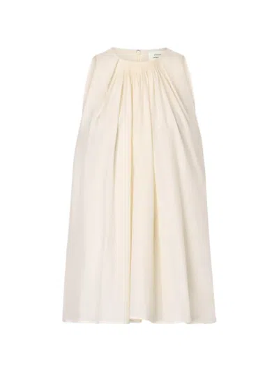 Loulou De Saison Liao Flaring Gathered Blouse In Neutral