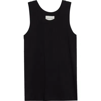 Loulou De Saison Limba Mercerized Cotton Rib Tank In Black