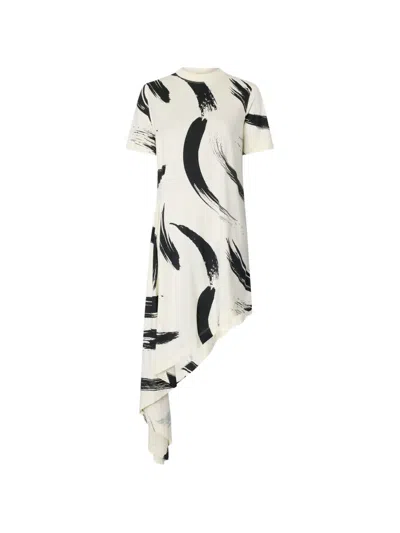Loulou De Saison Liya A-line Abstract-print Asymmetric Dress In White