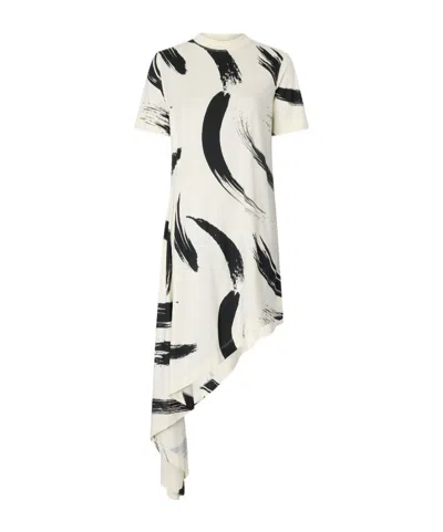 Loulou De Saison Liya A-line Abstract-print Asymmetric Dress In White
