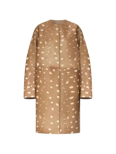 Loulou De Saison Liza Printed Leather Coat In Brown