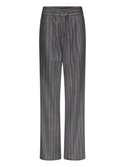 Loulou De Saison Lizzie Pinstripe Pleated Trousers In Gray