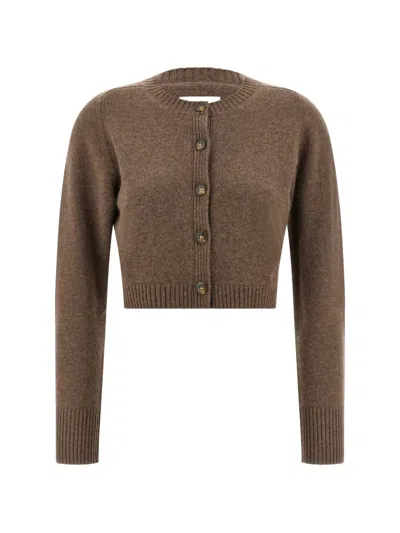 Loulou De Saison Logo-embroidered Cardigan In Brown