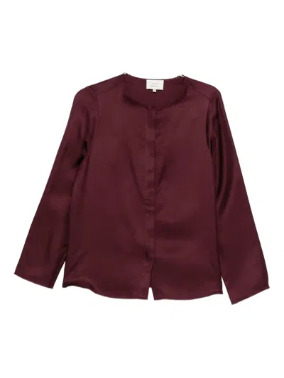 Loulou De Saison Long-sleeve Satin Shirt In Burgundy
