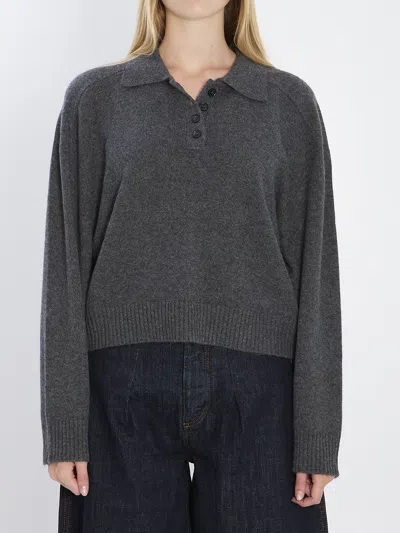 Loulou De Saison Long-sleeved Cashmere Polo In Gray