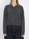 Loulou De Saison Homere Lds Polo-neck Ribbed Sweater In Gray