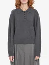 Loulou De Saison Homere Lds Polo-neck Ribbed Sweater In Gray