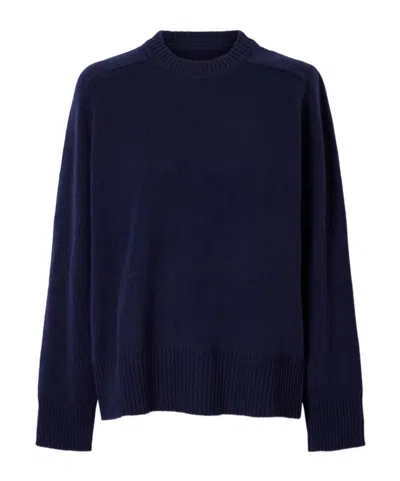 Loulou De Saison Loose Dark Blue Crew Neck Knit Sweater