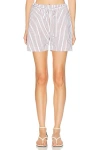 Loulou De Saison Relaxed Fit Shorts With Vertical Brown Stripes