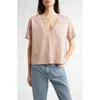 Loulou De Saison Loulou Studio Faaa V-neck Cotton T-shirt In Petal Rose