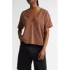 Loulou De Saison Loulou Studio Faaa V-neck Cotton T-shirt In Wood