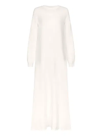 Loulou De Saison Lucy Long-sleeve Knitted Maxi Dress In White