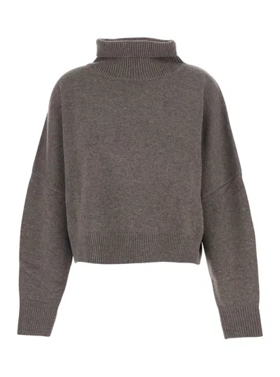 Loulou De Saison Luke Stand Collar Sweater In Brown