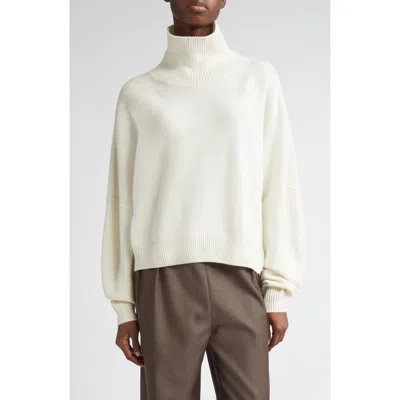 Loulou De Saison Luke Stand Collar Wool & Cashmere Sweater In White