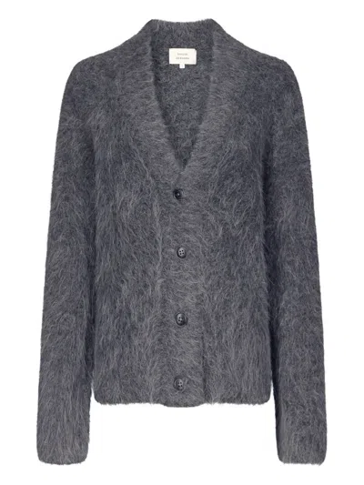 Loulou De Saison Lynn Hairy Alpaca V-neck Cardigan In Gray