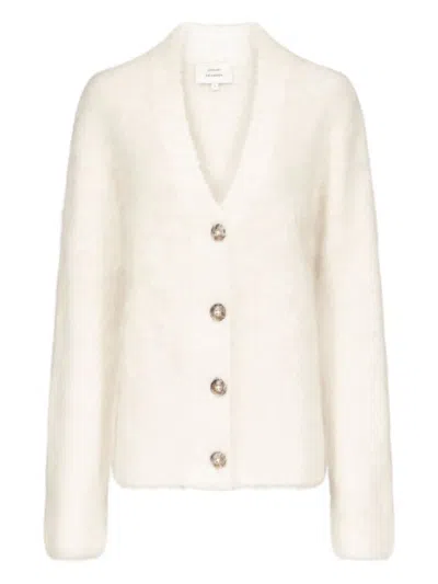 Loulou De Saison Lynn Hairy V-neck Cardigan In White