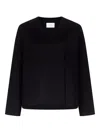 Loulou De Saison Maara Asymmetric Collarless Jacket In Black