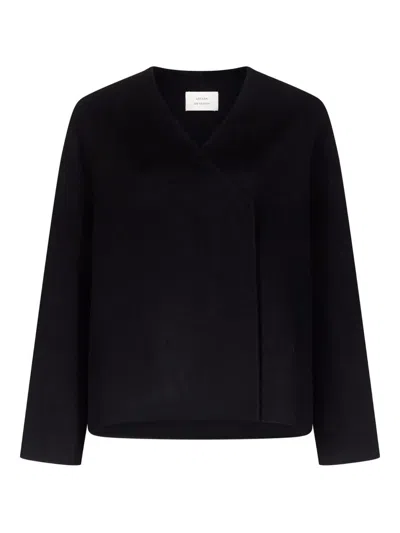 Loulou De Saison Maara Asymmetric Collarless Jacket In Black