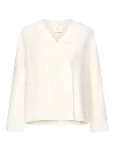 Loulou De Saison Maara Asymmetric V-neck Jacket In Neutral