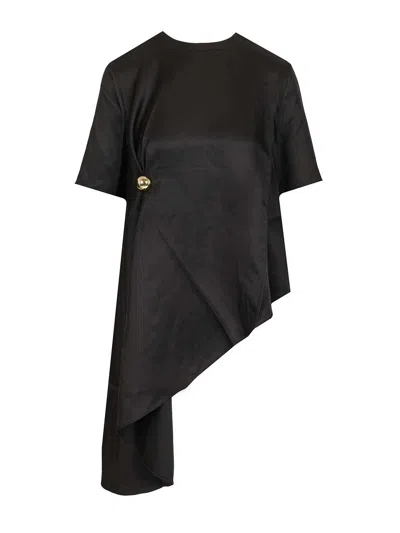 Loulou De Saison Madea 01 Draped Asymmetric Top Tops Black