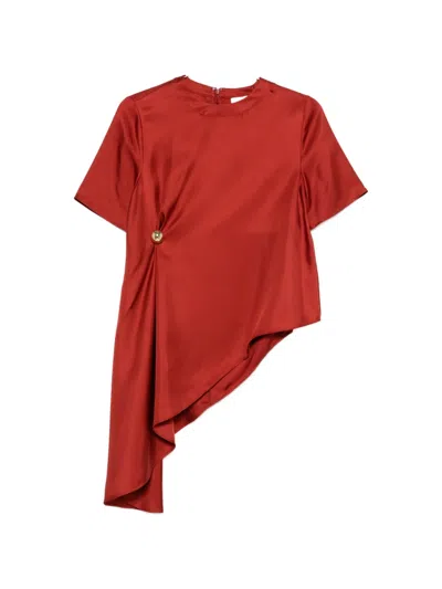 Loulou De Saison Madea Button-detail Asymmetric Blouse In Red
