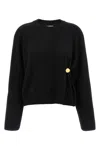 Loulou De Saison Bill Draped Metallic-ornament Sweater In Black