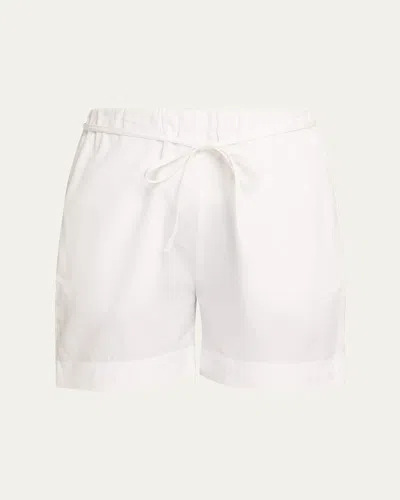 Loulou De Saison Malone Cotton Drawstring Shorts In White