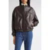 Loulou De Saison Marlow Leather Bomber Jacket In Brown
