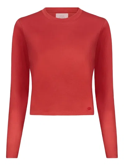 Loulou De Saison Masal Lds Embroidered-logo Long-sleeve T-shirt In Red