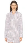 Loulou De Saison Maud Oversized Button Down Top In White