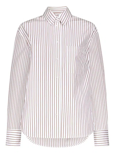 Loulou De Saison Maud Oversized Shirt Woman Red And Light Blue In Multi