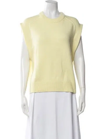 Pre-owned Loulou De Saison Merino Wool Crew Neck Sweater W/ Tags In Yellow
